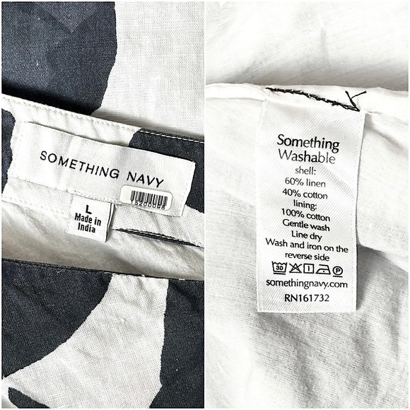 SOMETHING NAVY Floral Print Linen Cotton One Shoulder Puff Sleeve Column Gown L - Picture 11 of 13